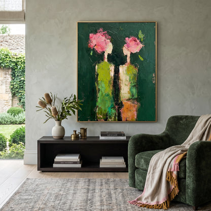 3D Heavy Texture Floral Portrait Painting SR0167 - Viral Wall Art