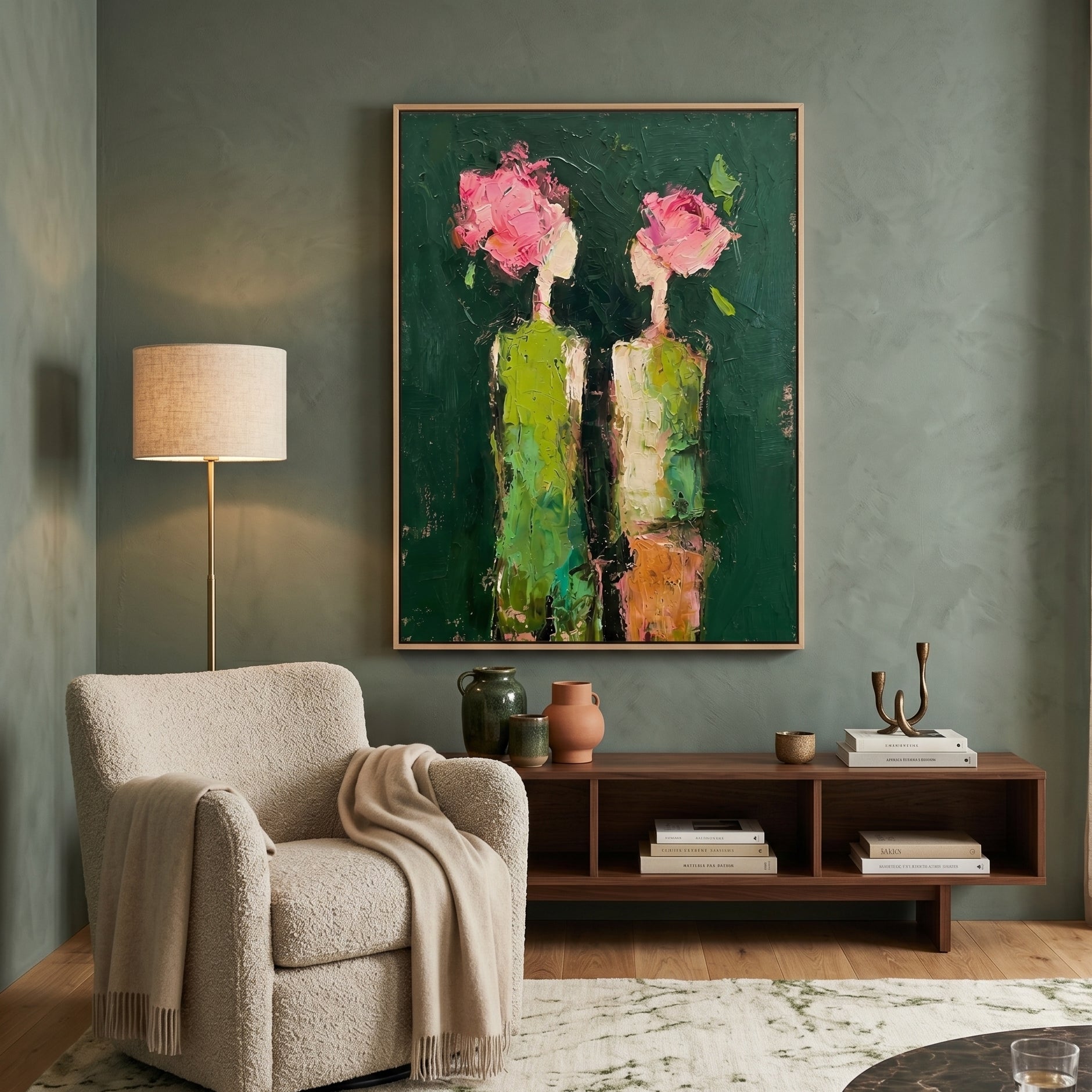 3D Heavy Texture Floral Portrait Painting SR0167 - Viral Wall Art