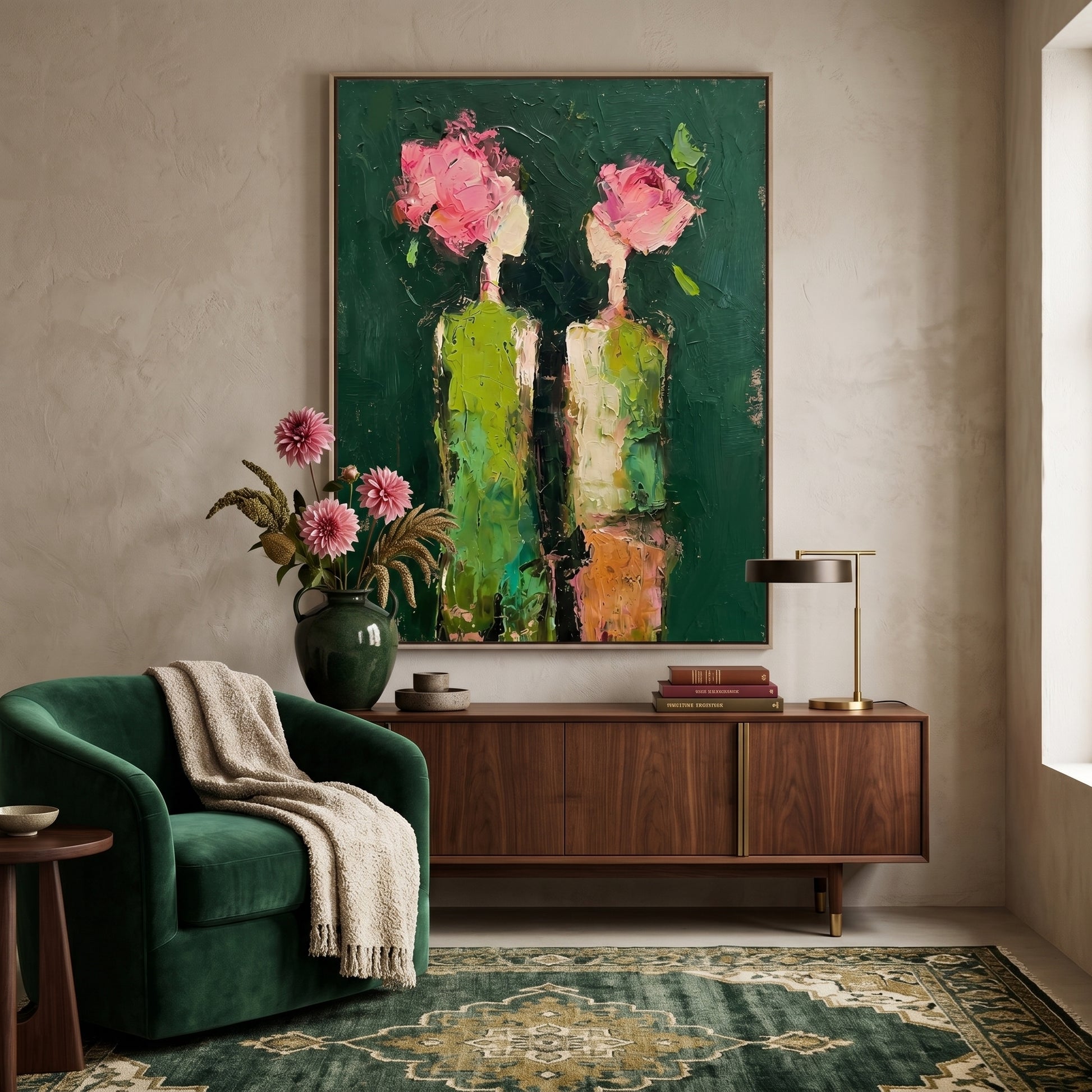 3D Heavy Texture Floral Portrait Painting SR0167 - Viral Wall Art