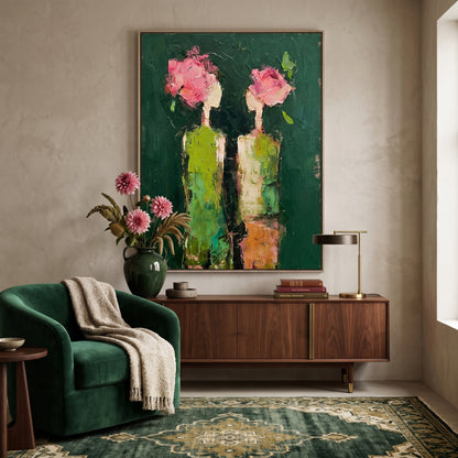 3D Heavy Texture Floral Portrait Painting SR0167 - Viral Wall Art