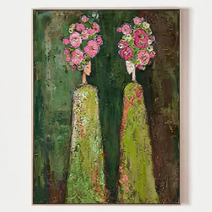 Sculptural Impasto Floral Portrait Painting SR0168 - Viral Wall Art