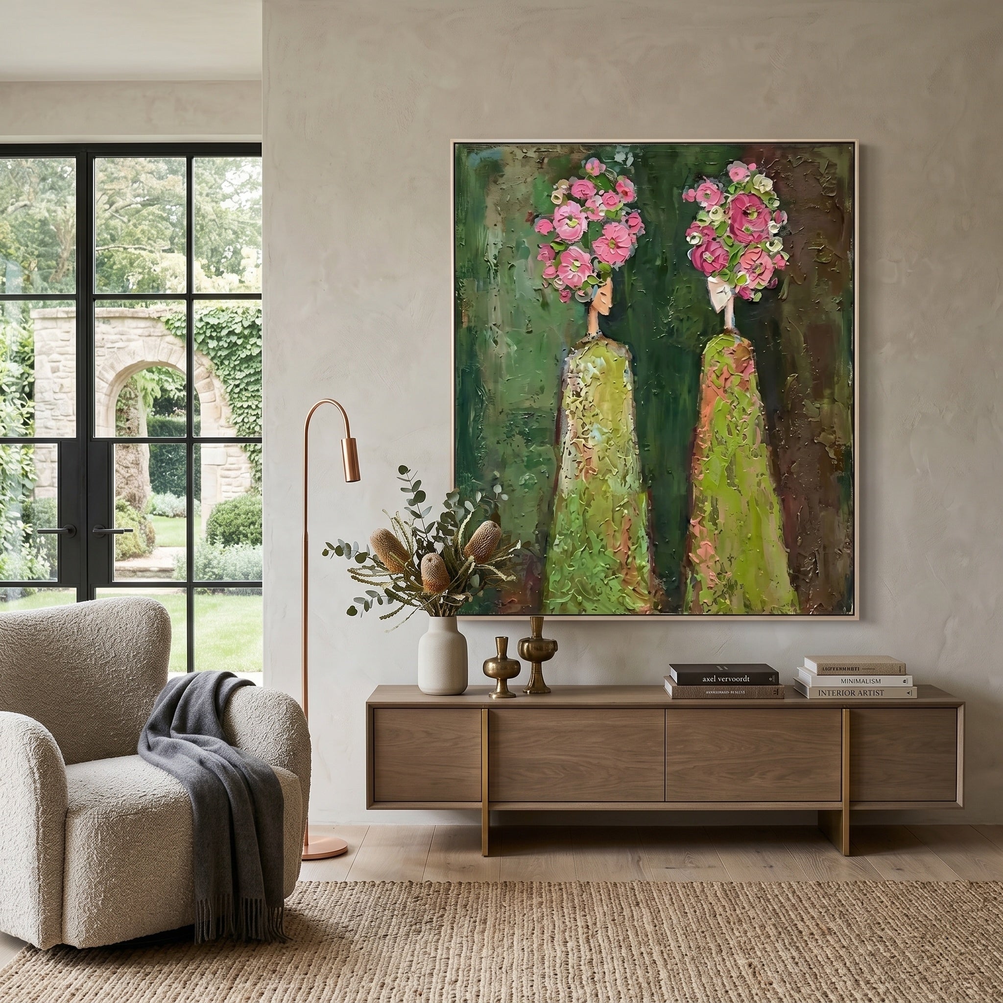 Sculptural Impasto Floral Portrait Painting SR0168 - Viral Wall Art