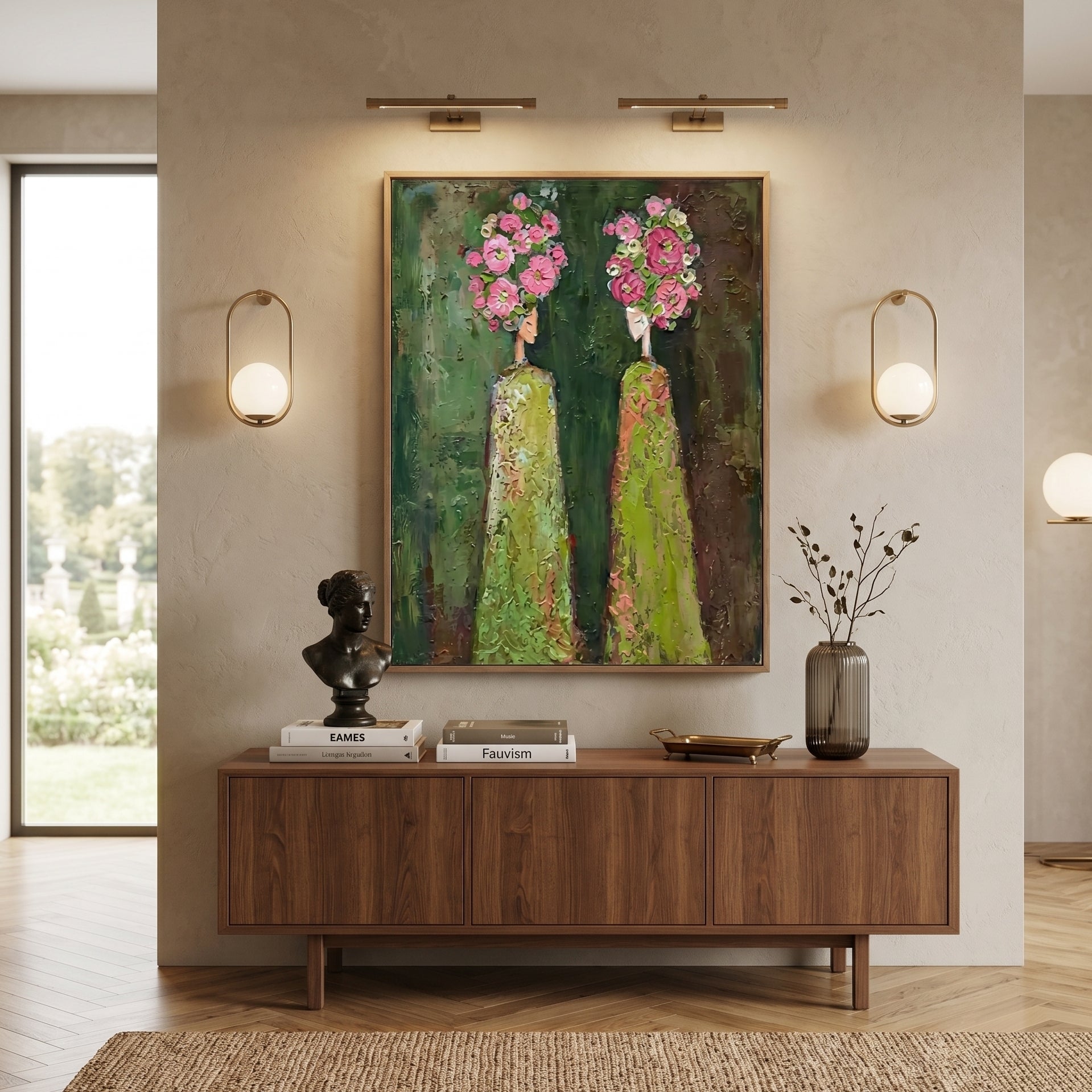 Sculptural Impasto Floral Portrait Painting SR0168 - Viral Wall Art