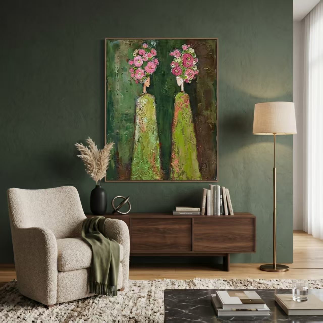 Sculptural Impasto Floral Portrait Painting SR0168 - Viral Wall Art