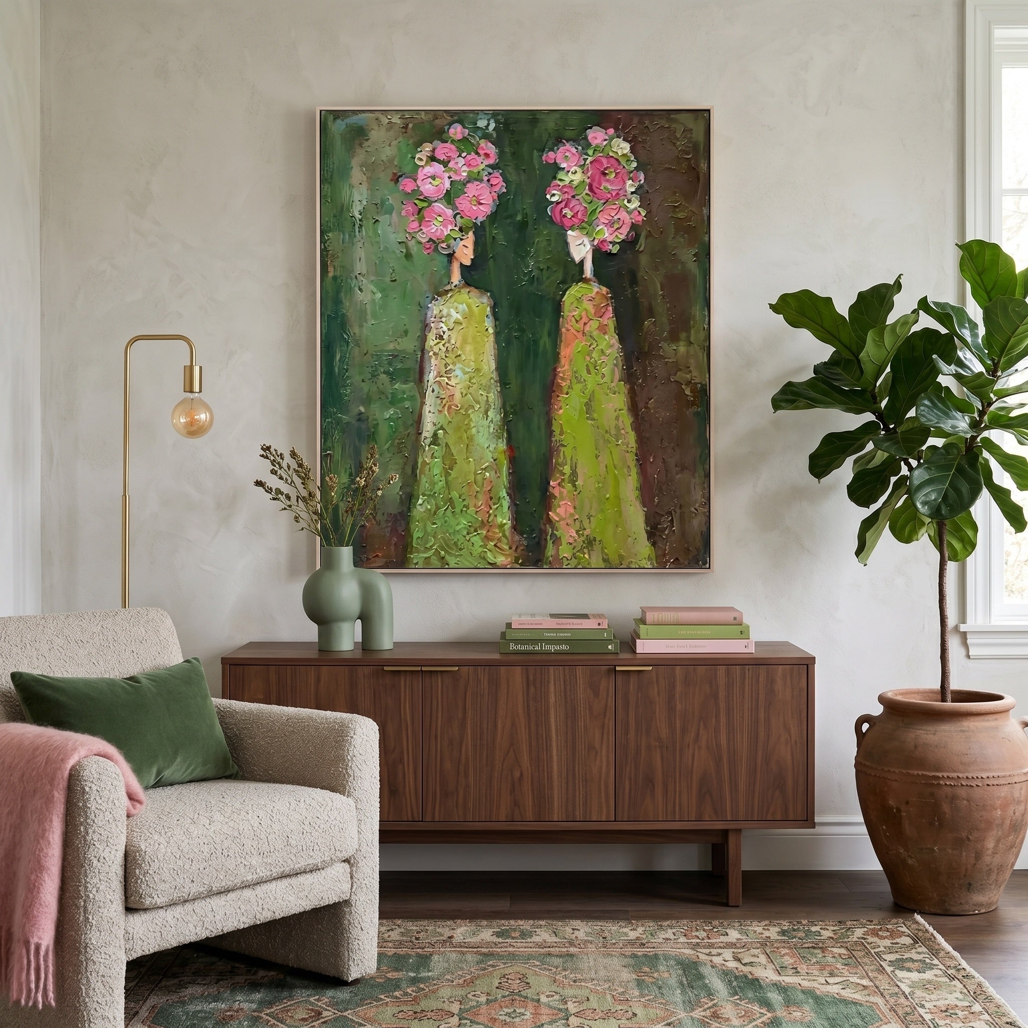 Sculptural Impasto Floral Portrait Painting SR0168 - Viral Wall Art