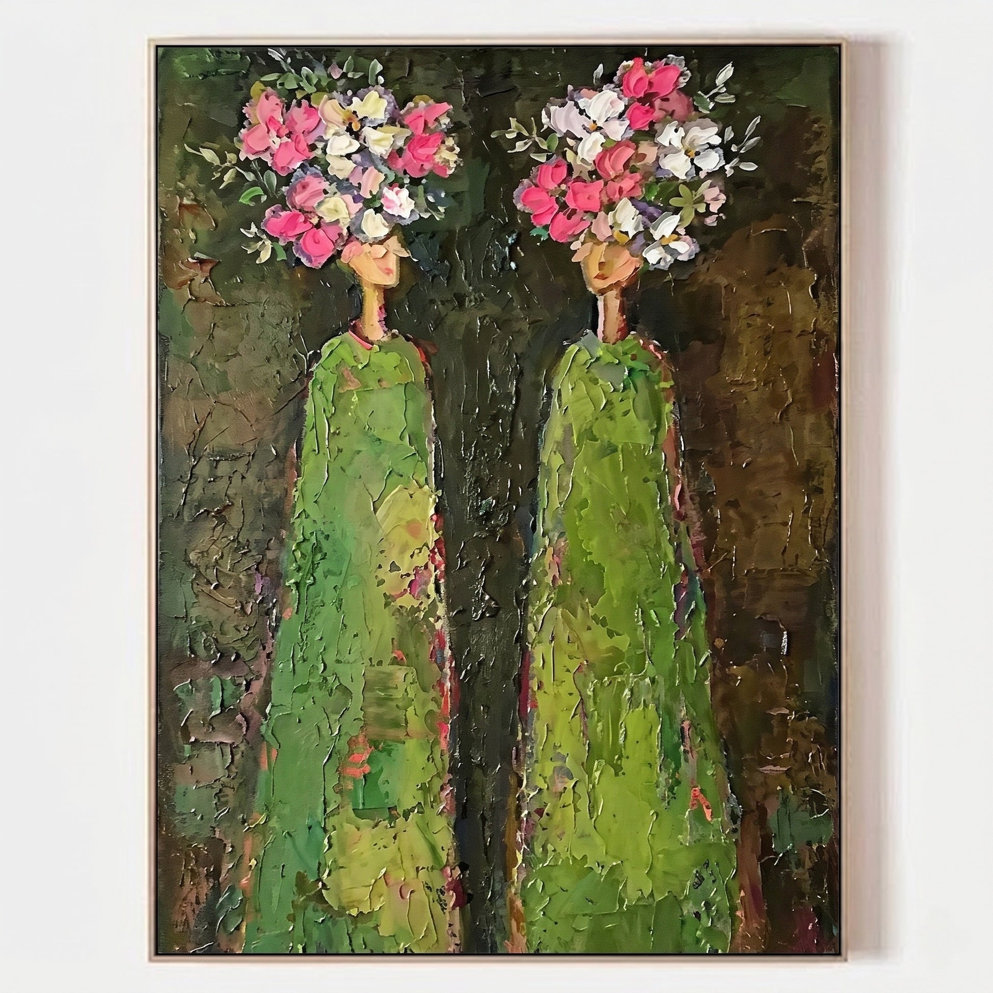 3D Heavy Texture Floral Portrait Painting SR0169 - Viral Wall Art