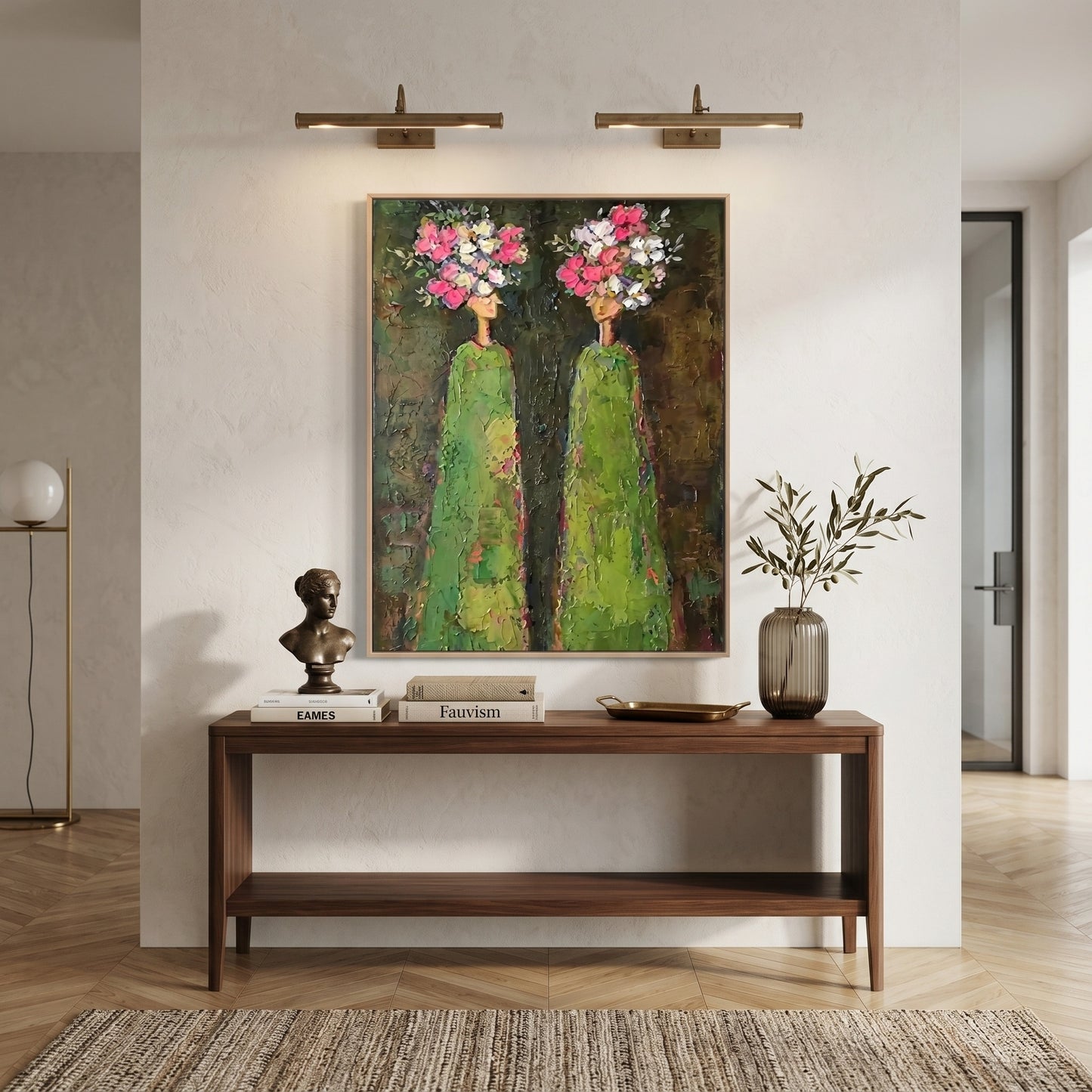 3D Heavy Texture Floral Portrait Painting SR0169 - Viral Wall Art
