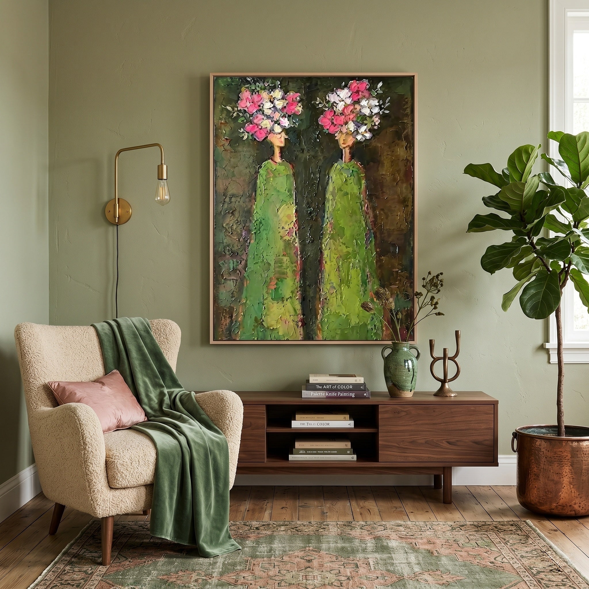 3D Heavy Texture Floral Portrait Painting SR0169 - Viral Wall Art