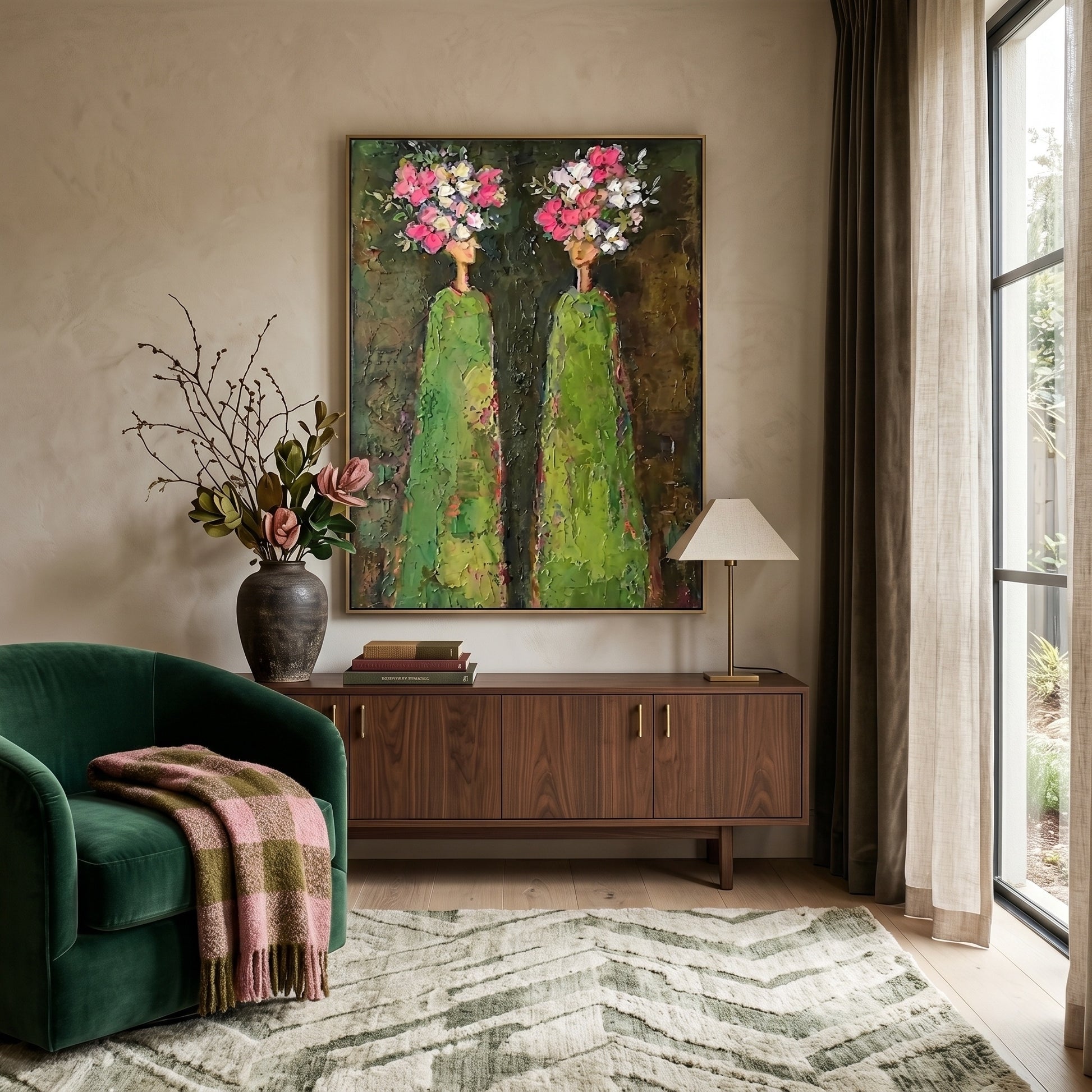 3D Heavy Texture Floral Portrait Painting SR0169 - Viral Wall Art