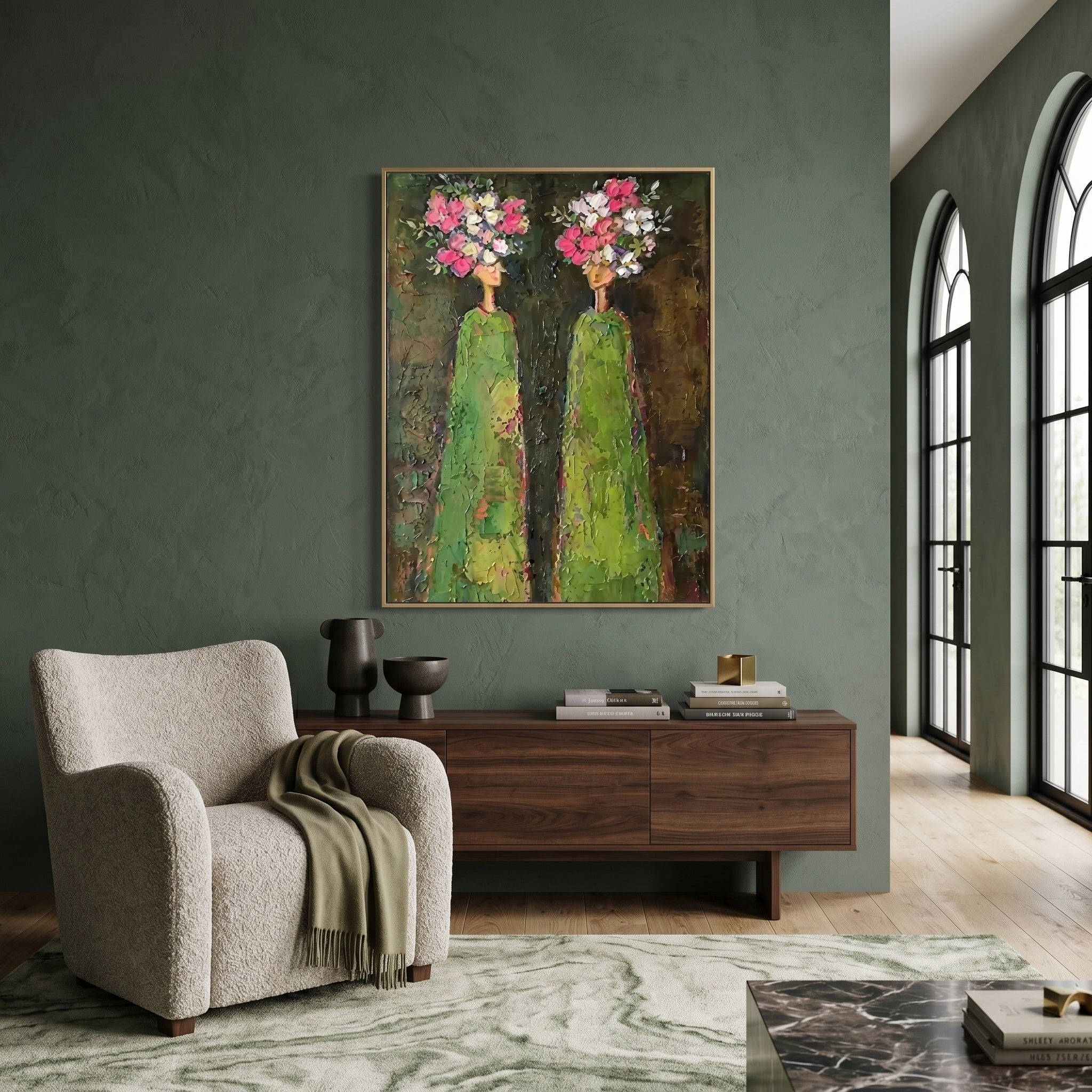 3D Heavy Texture Floral Portrait Painting SR0169 - Viral Wall Art