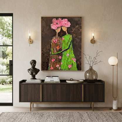 3D Heavy Texture Floral Portrait Painting SR0170 - Viral Wall Art