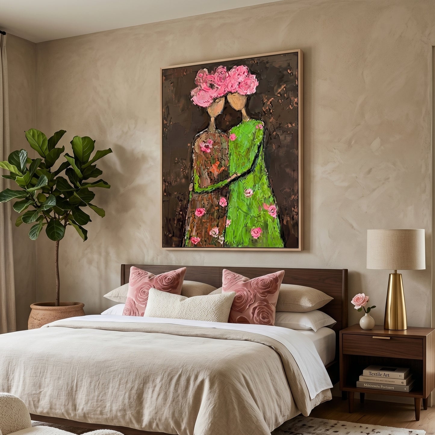 3D Heavy Texture Floral Portrait Painting SR0170 - Viral Wall Art