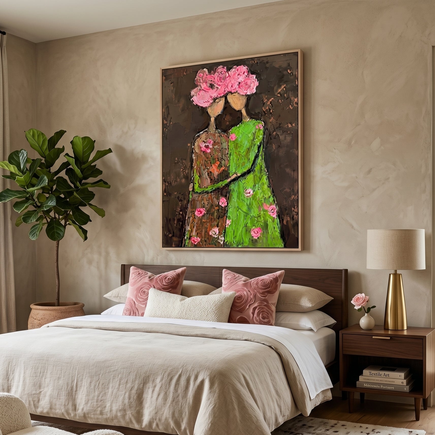 3D Heavy Texture Floral Portrait Painting SR0170 - Viral Wall Art