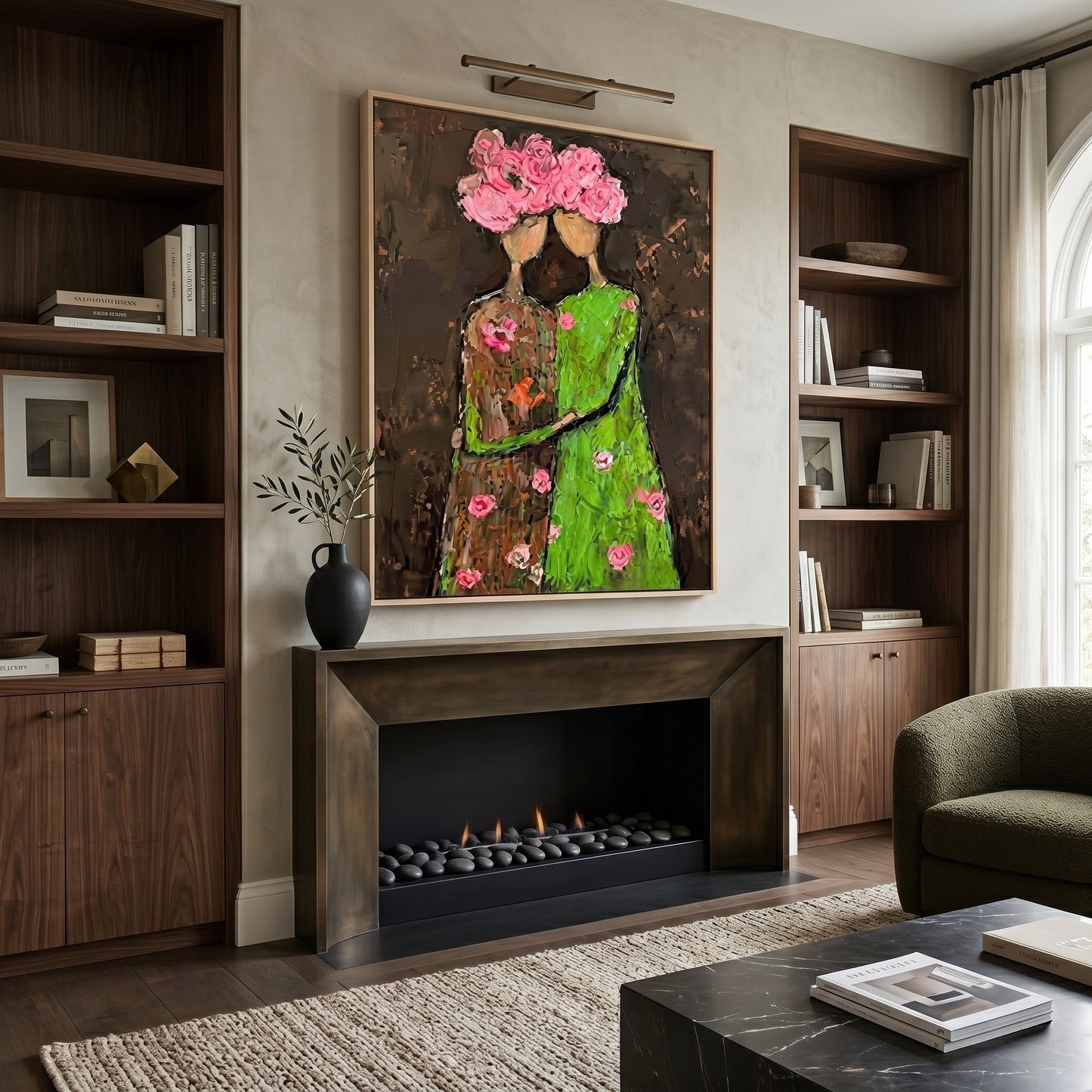 3D Heavy Texture Floral Portrait Painting SR0170 - Viral Wall Art
