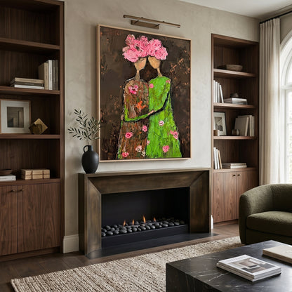 3D Heavy Texture Floral Portrait Painting SR0170 - Viral Wall Art