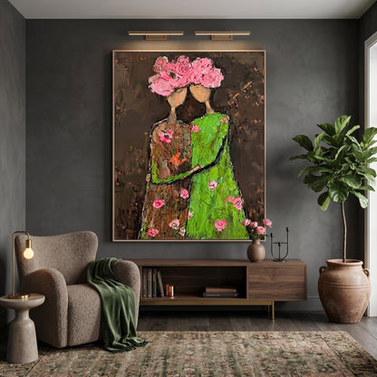 3D Heavy Texture Floral Portrait Painting SR0170 - Viral Wall Art