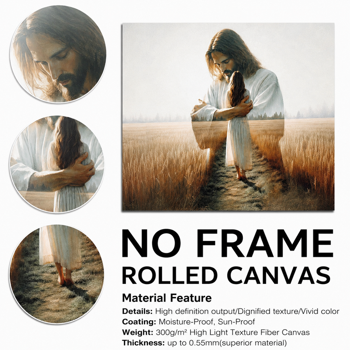 Jesus Hugging Woman Canvas Wall Art – Christian & Faith Decor