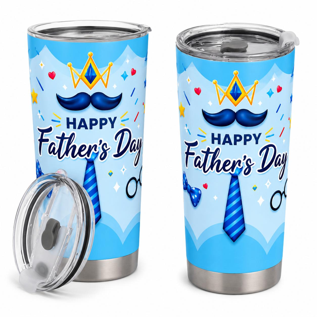 20oz Travel Cup with Lid for Road Trip and Commute, Happy Father's Day Coffee Tumbler, Insulated Stainless Steel Water Cup for Office Work and Daily Use, Car Cup Holder Friendly, Gift for Dad, Men