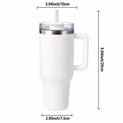 Witchy Gothic 40oz Stainless Steel Insulated Tumbler with Handle and Straw, Black White Moon Star Eye Skull 2D Printed Travel Cup, Halloween Gift