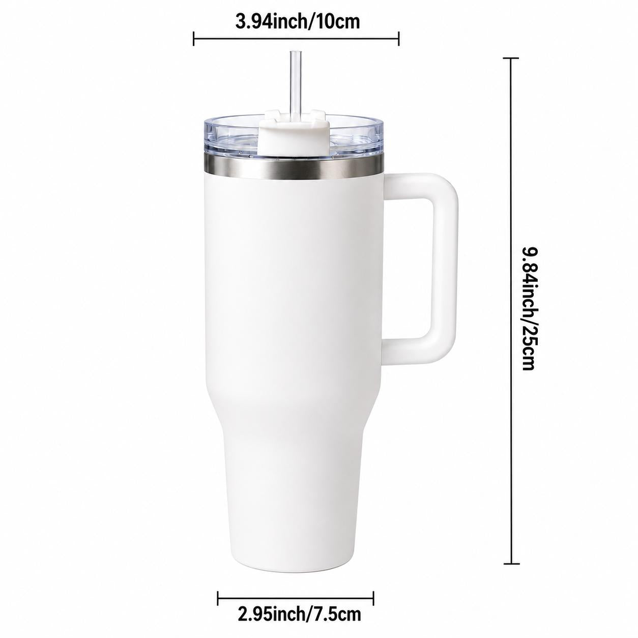 Teacher Appreciation 40oz Stainless Steel Insulated Tumbler with Handle and Straw, Apple Pencil Floral Butterfly Printed Travel Cup, Gift for Teachers
