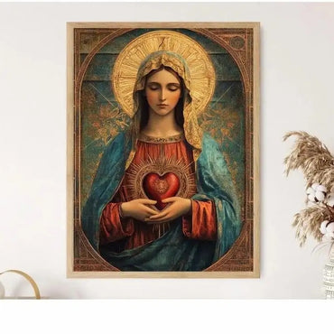 Immaculate Heart of Mary Catholic Icon (No ) Canvas Wall Art – Love & Family Decor