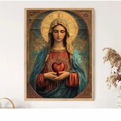 Immaculate Heart of Mary Catholic Icon (No ) Canvas Wall Art – Love & Family Decor