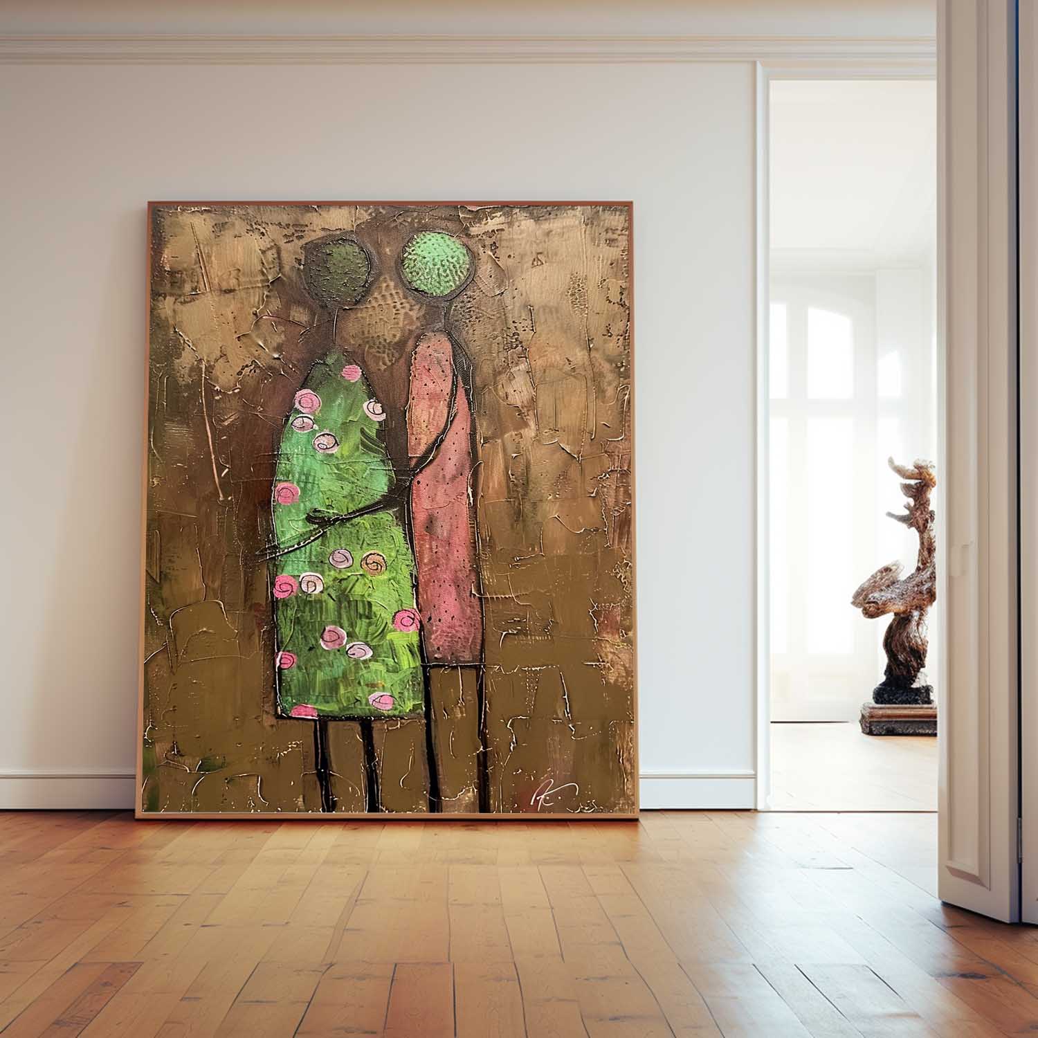 Earthy Brown & Sage Green Expressionist Wall Art SR0047 - Viral Wall Art