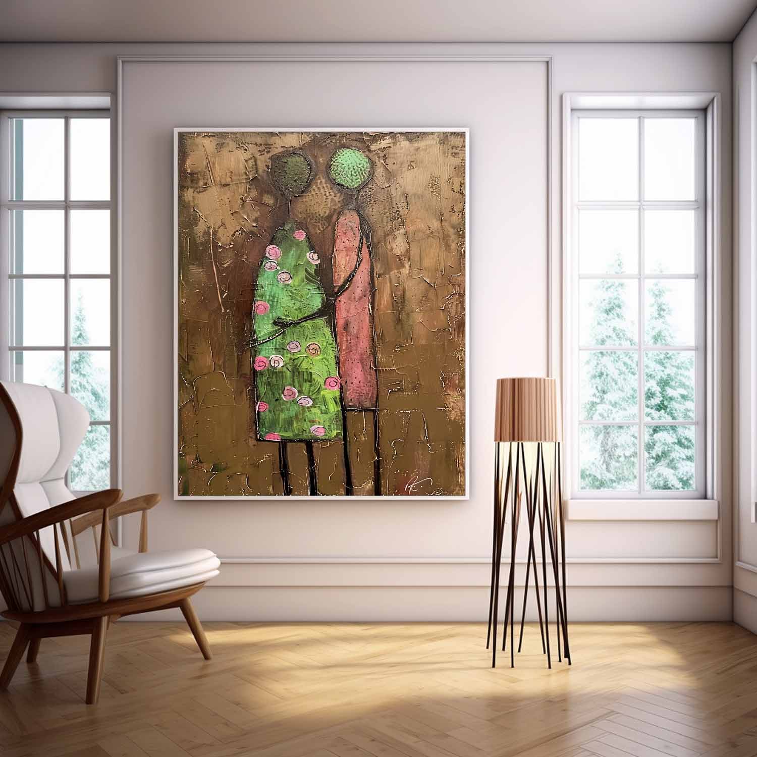 Earthy Brown & Sage Green Expressionist Wall Art SR0047 - Viral Wall Art