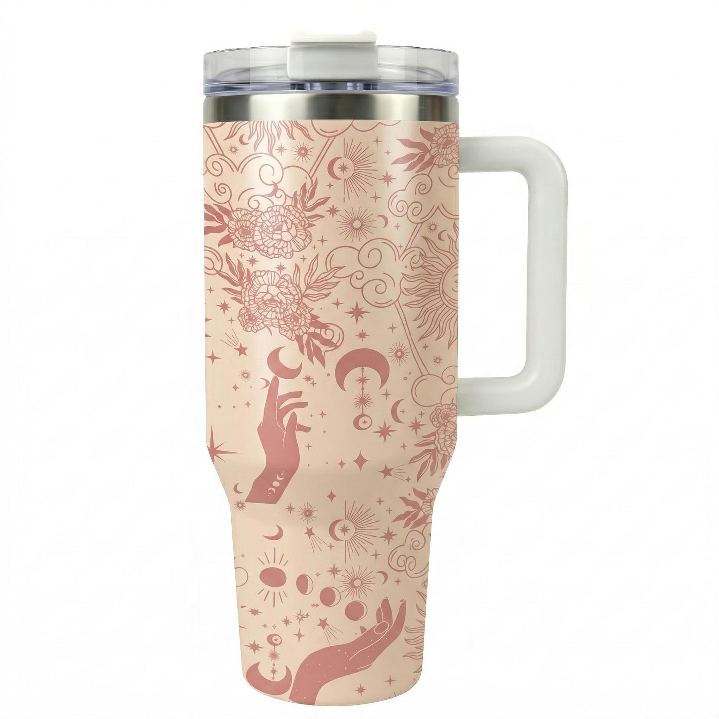Mystical Boho Line Art 40oz Tumbler with Handle Portable Coffee Cup Best Birthday Mothers Day Presents for Her Women Bestie