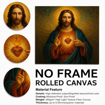 Sacred Heart of Jesus Religious Canvas Wall Art – Christian & Faith Decor
