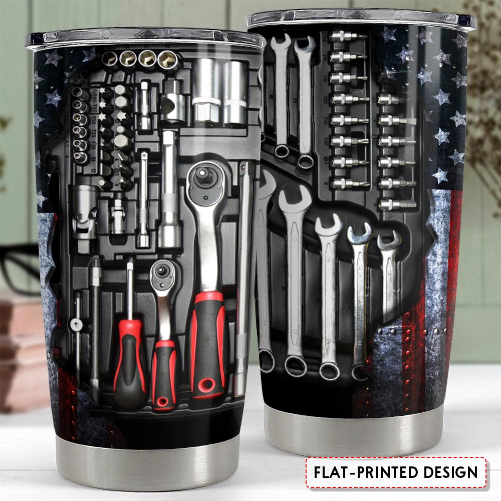 Mechanics Tool Box 20oz Tumbler with Lid, Stainless Steel Insulated Vacuum Flask, Double Wall Thermal Cup, Men Father's Day Christmas Gift