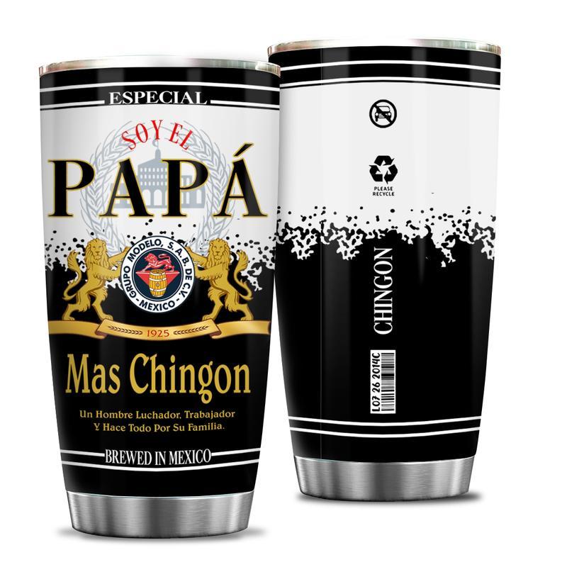 "El Papa Mas Chingon" Tumbler, Regalo Para Papá, Mexican Dad Gift Insulated Travel Mug, Funny Spanish Coffee Cup