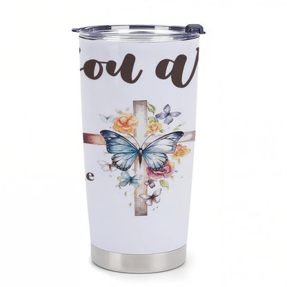 Christian Faith artwork on 20oz insulated tumbler, front and back product view