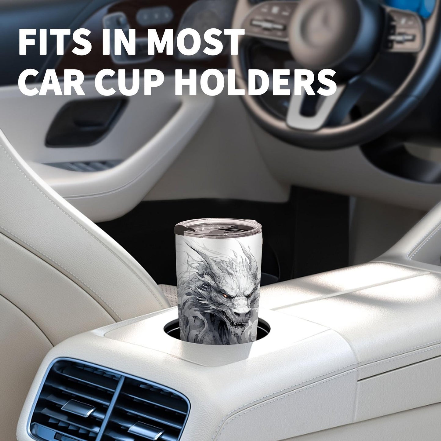 20oz Stainless Steel Vacuum Insulated Flask - Leak Proof, BPA Free, Portable Travel Coffee Mug for Climbing, Iced Tea Compatible, Machine Washable Fantasy Dragon Themed Cup for Holiday Gifts, Flasks