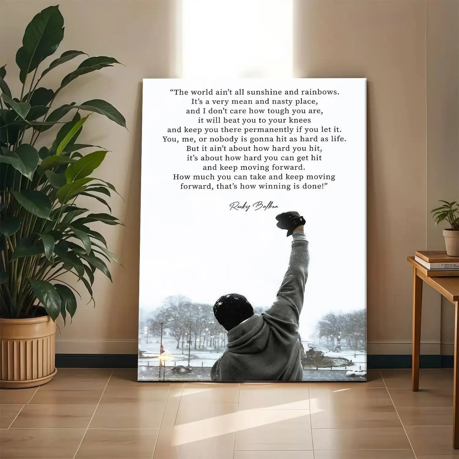 Rocky Balboa Motivational Quote canvas wall art, additional product view 6 with typography styling for living room decor