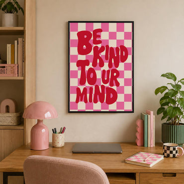 Be Kind to Your Mind Mental Health Quote canvas wall art, additional product view 6 with typography styling for office decor