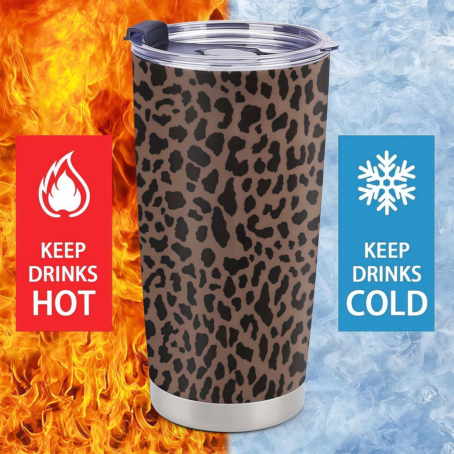 Trendy Cheetah Print Insulated Tumbler 20oz, Aesthetic Leopard Coffee Mug, Double Wall Stainless Steel Cup, Wild Style Travel Mug for Her, Fashionable Animal Pattern Drinkware