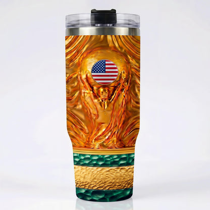 2026 Soccer Fan Gear 40oz Insulated Travel Mug, Keeps Hot 12H Cold 24H, Stainless Steel Father's Day Present for Dad, Fits Car Cup Holder