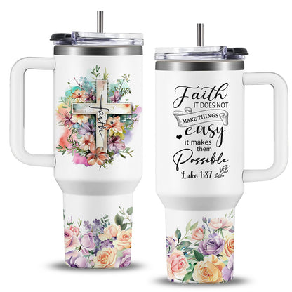 Christian Gifts for Women Tumbler 40oz With Handle & Straw - Faith Gift Bible Spiritual Woman- Encouragement Inspirational for Women - Religious Birthday, Easter Gift for Mom, Sister, Daughter, Friends