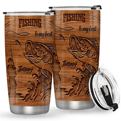20oz Stainless Steel Vacuum Insulated Fishing Themed Tumbler with Lid - Portable Coffee Flask, Iced Tea Drinkware, Funny Gift for Fisherman Men (1 Count), Flasks