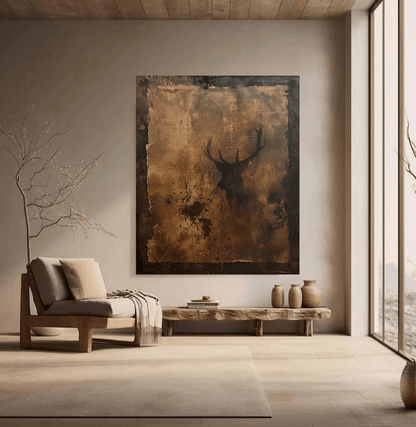 Abstract Wabi - Sabi Deer Head Oil Painting SR0044 - Viral Wall Art