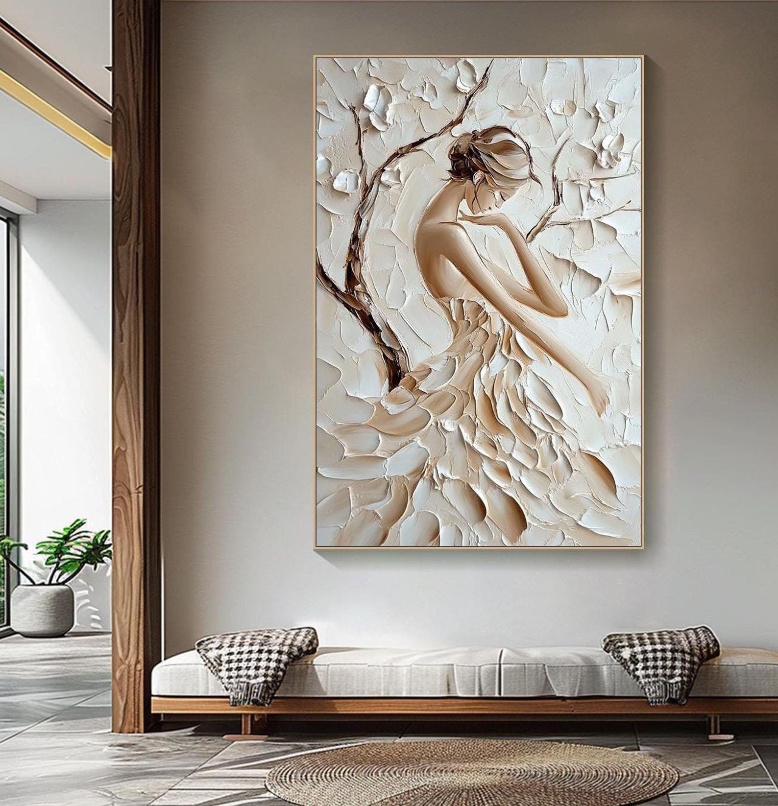 Original 3D Heavy Texture Woman Portrait Oil Painting JK0098 - Viral Wall Art