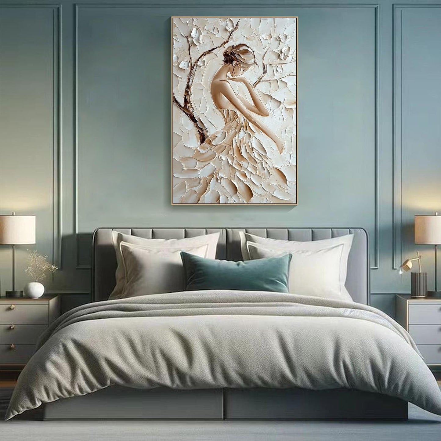 Original 3D Heavy Texture Woman Portrait Oil Painting JK0098 - Viral Wall Art