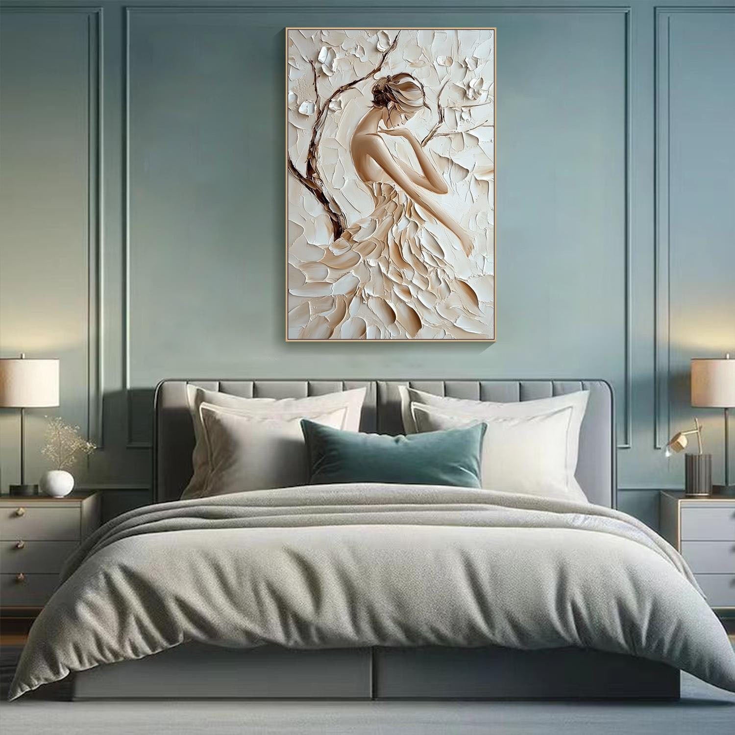 Original 3D Heavy Texture Woman Portrait Oil Painting JK0098 - Viral Wall Art