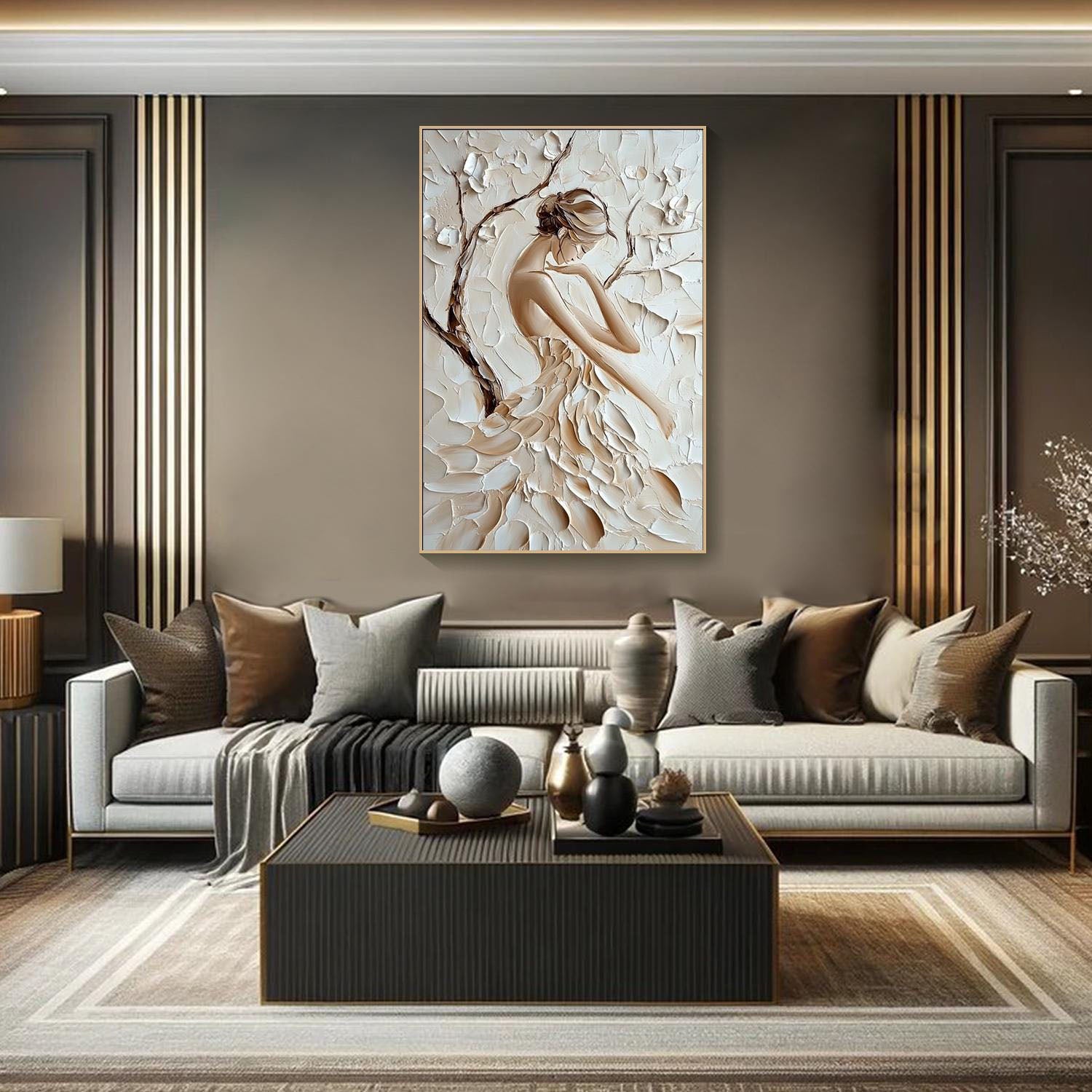 Original 3D Heavy Texture Woman Portrait Oil Painting JK0098 - Viral Wall Art