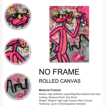 Modern Graffiti Art Pink Panther Canvas Wall Art – Trendy Wall Art Decor
